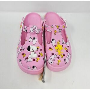 Crocs‎ Peanuts Clog Women 11 NEW Snoopy Woodstock Print Pink Shoes Charlie Brown